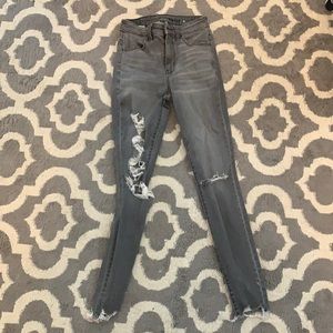 ripped size 0 grey washed jeans